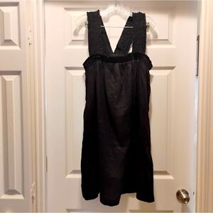 NWT Everlane The Smocked Linen Dress in Black Size M